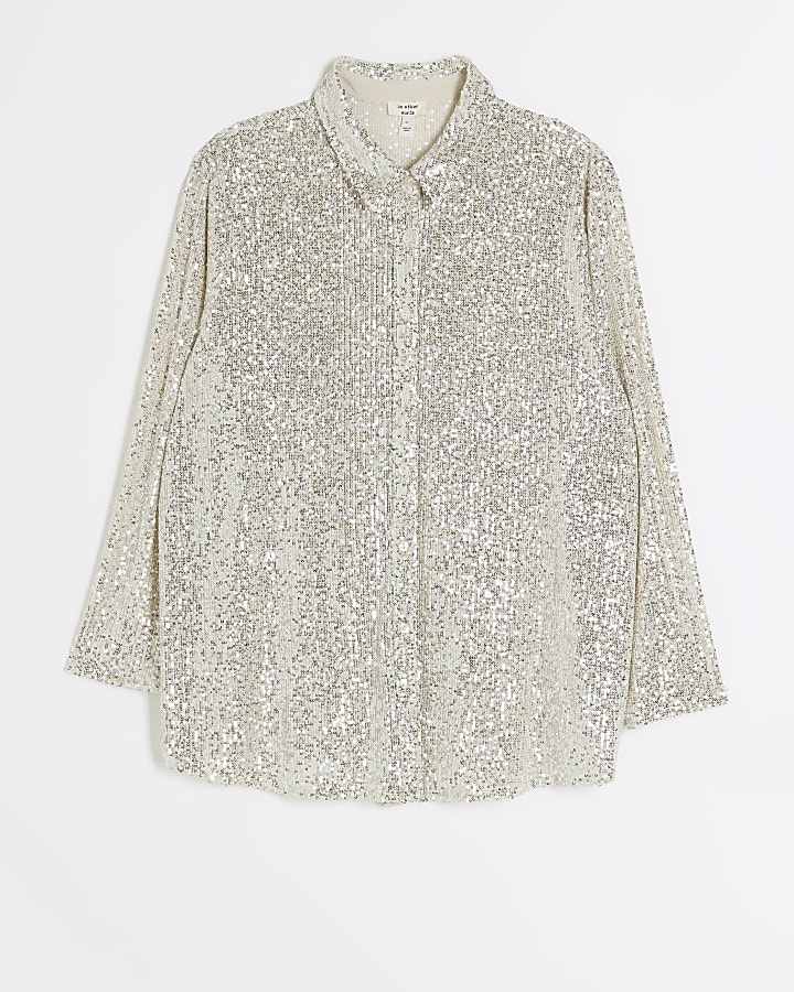 Plus silver sequin shirt