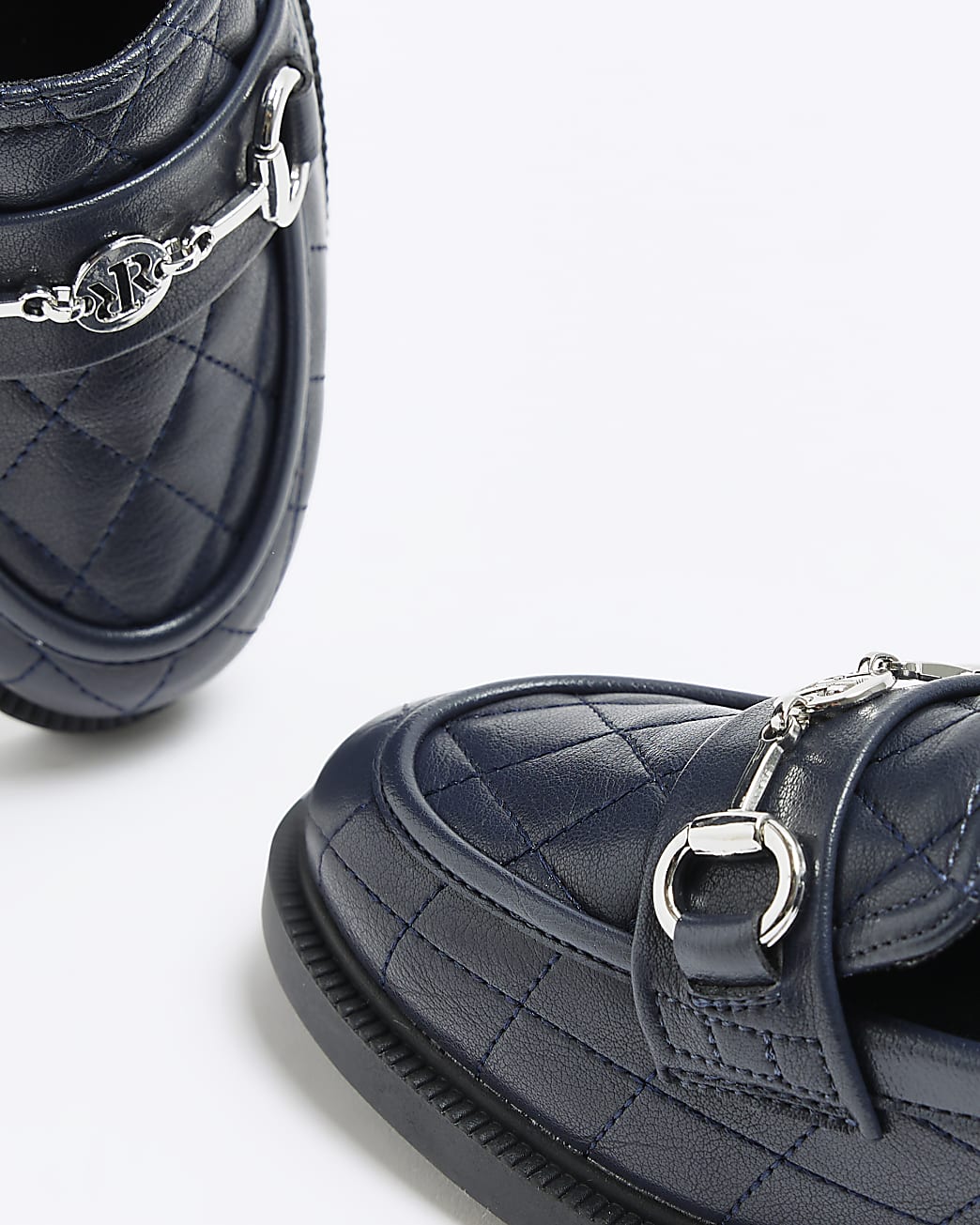 Navy quilted loafers