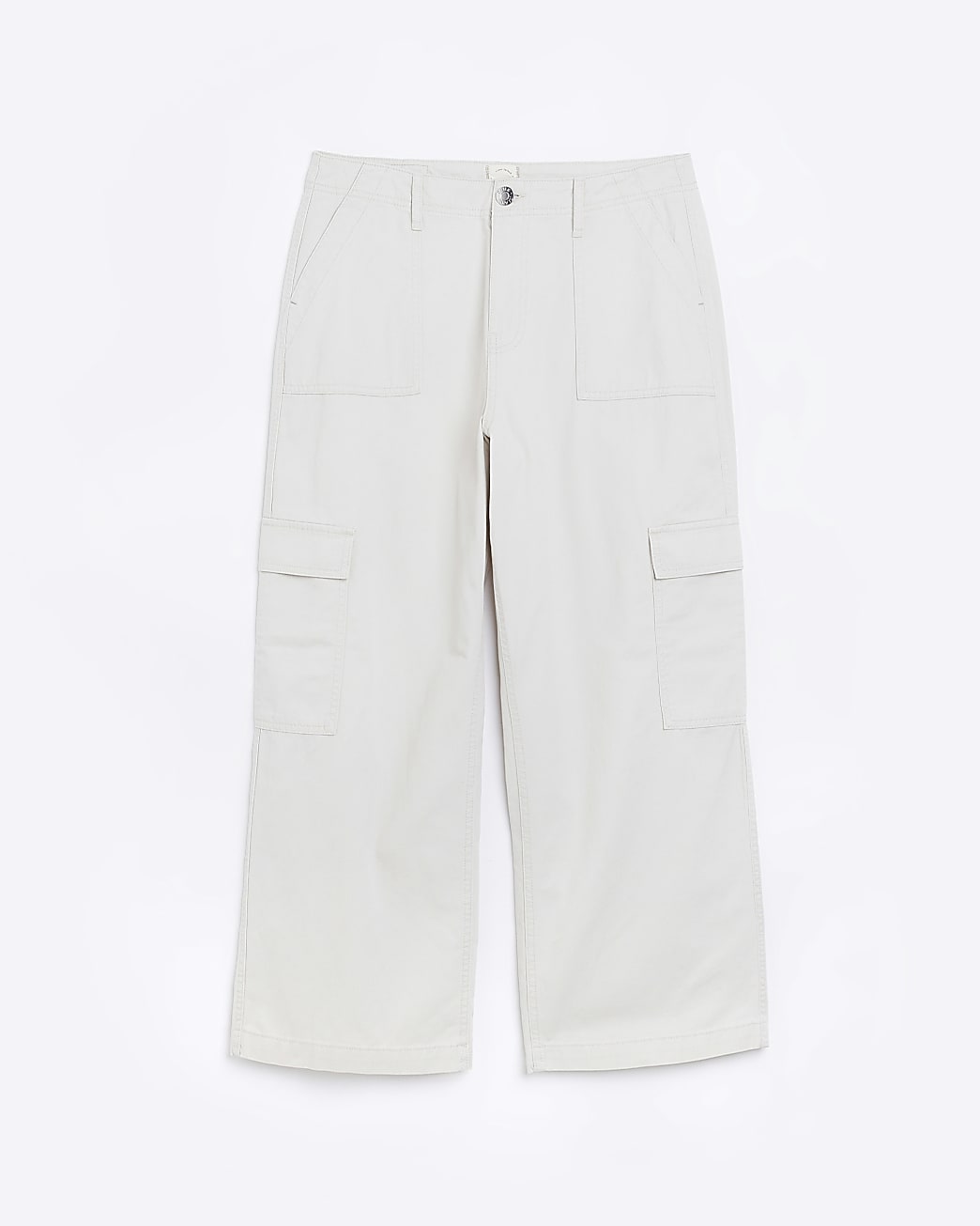 Petite ecru utility cargo trousers