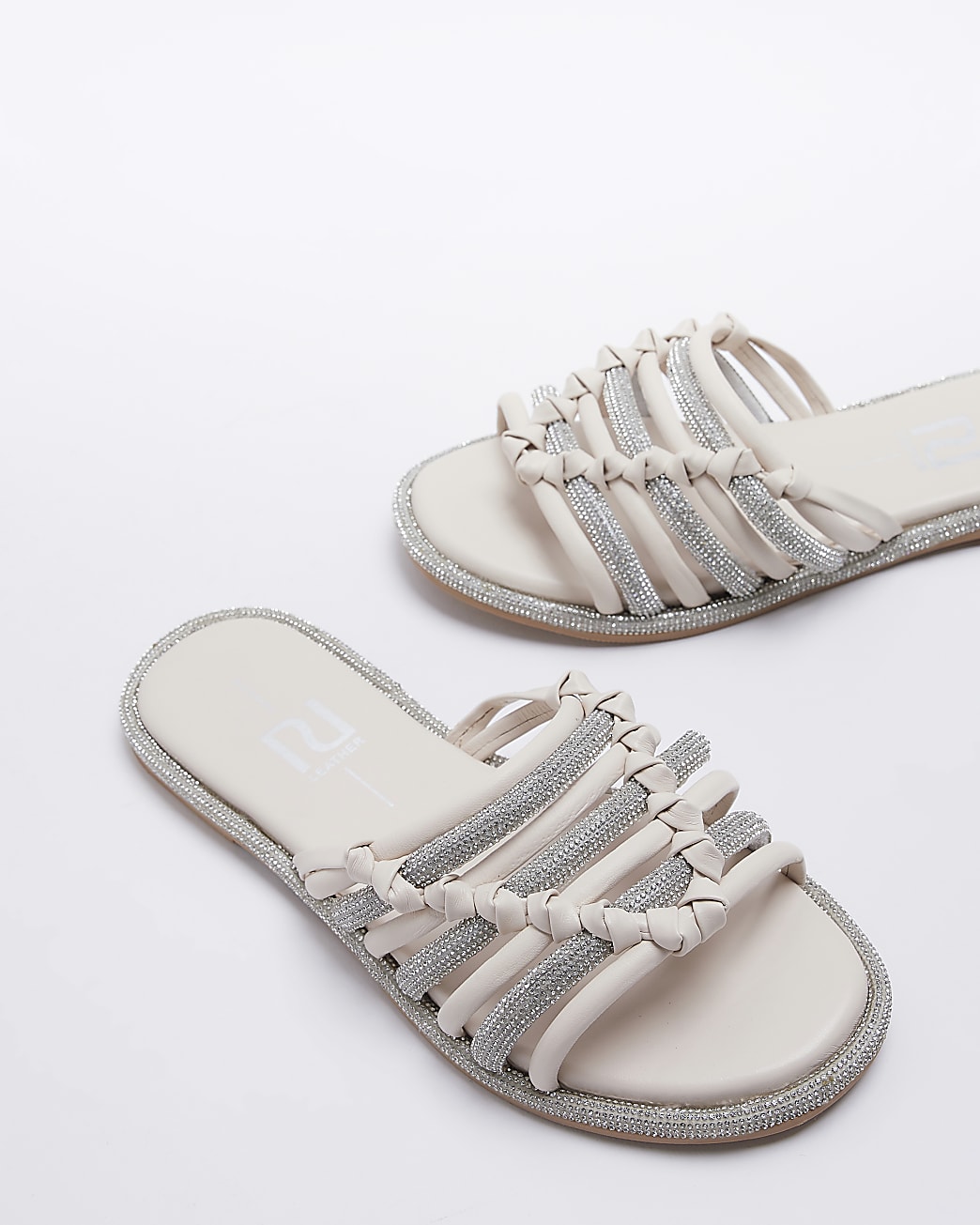 Cream Wide Fit Embellished Sliders