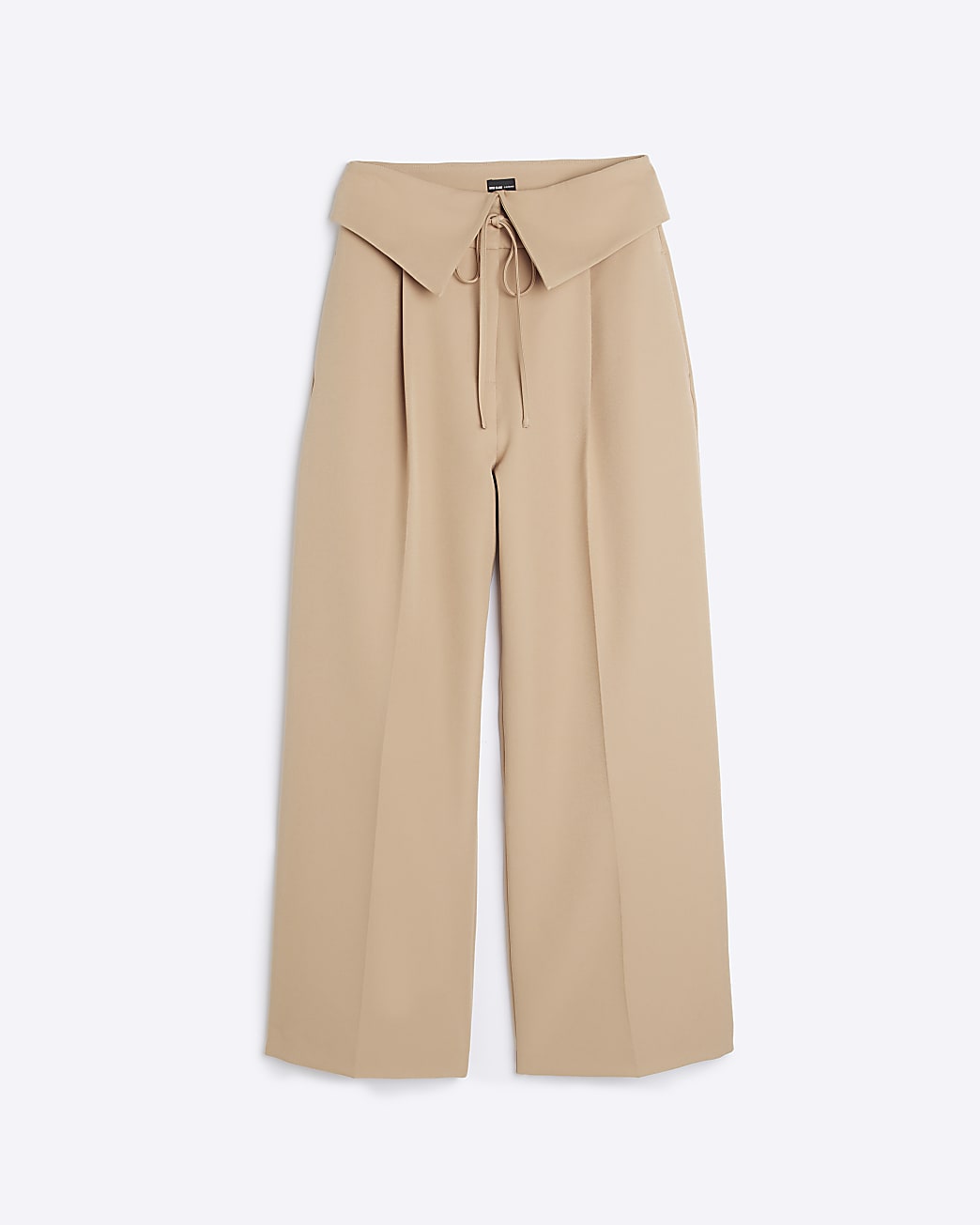Brown fold over waist wide leg trousers