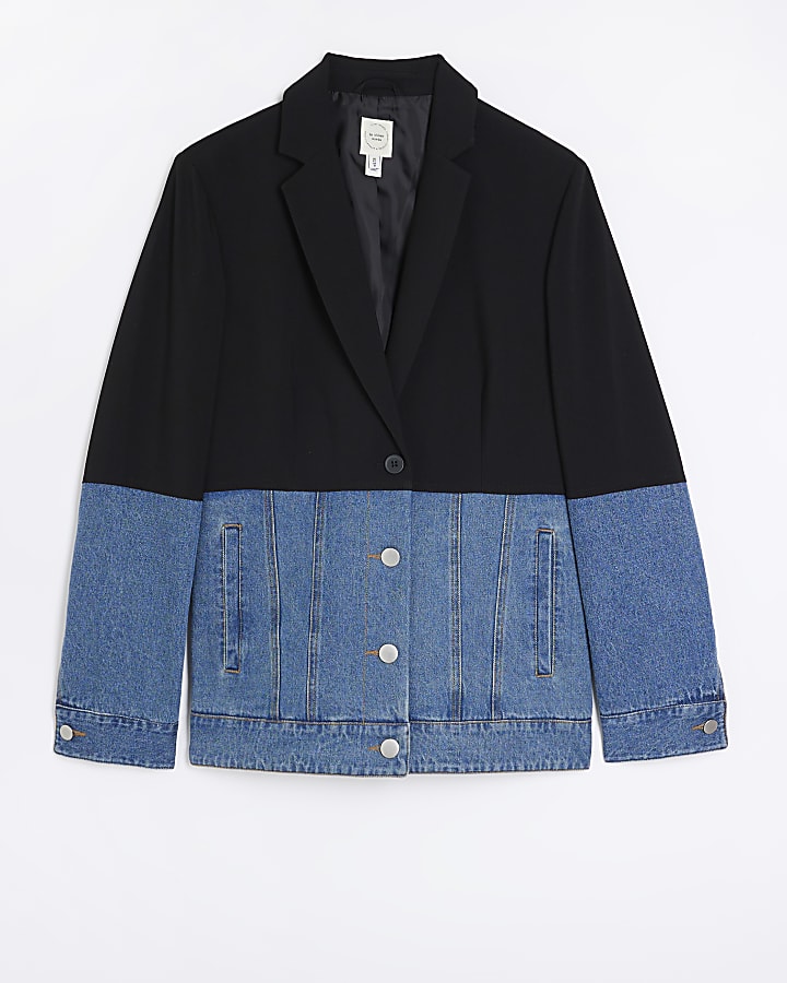 Black denim hybrid blazer