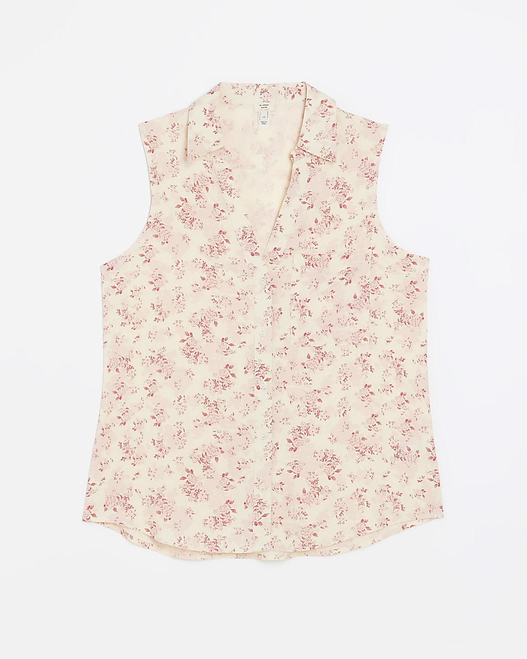 Pink floral print sleeveless shirt