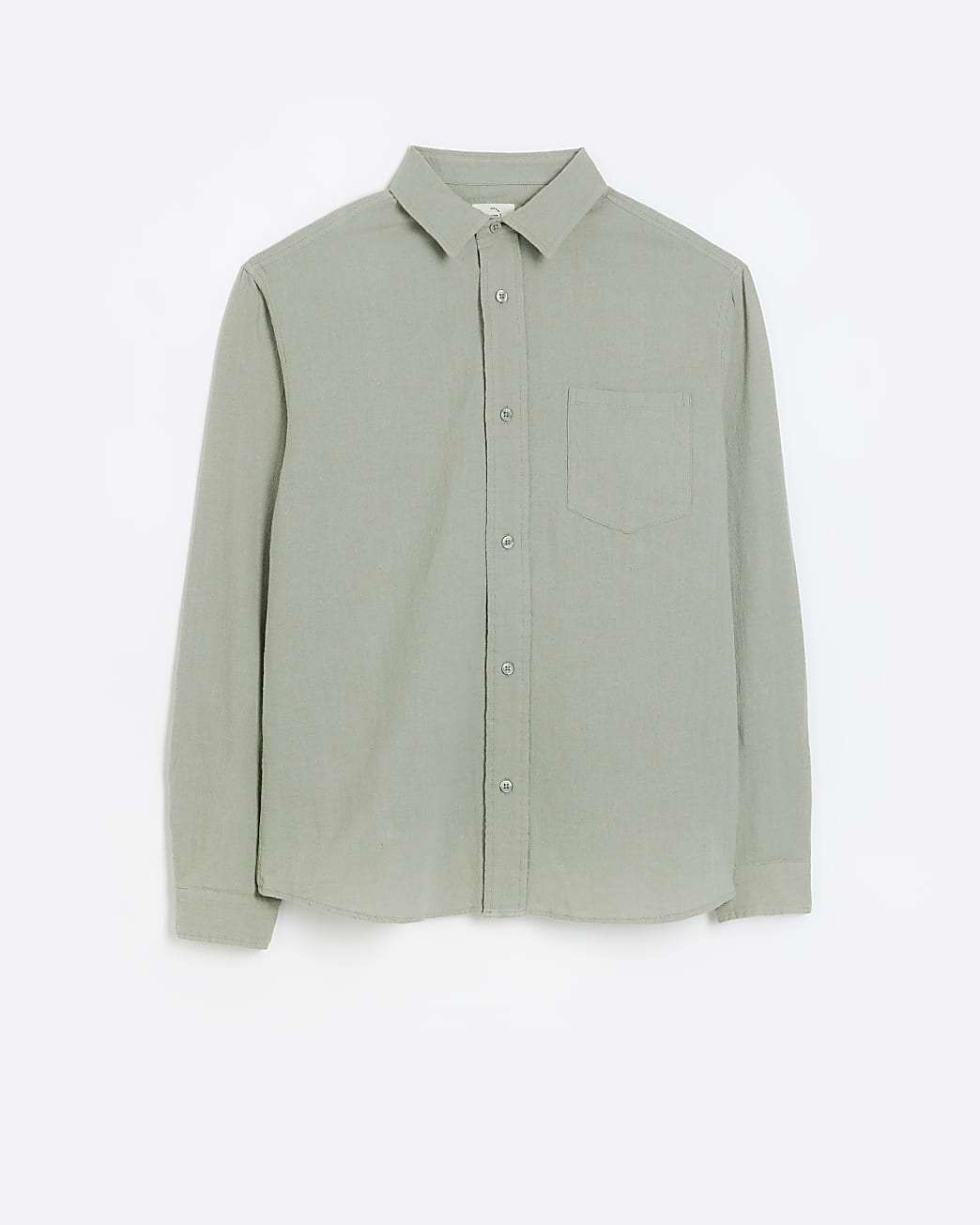 Green regular fit linen blend shirt
