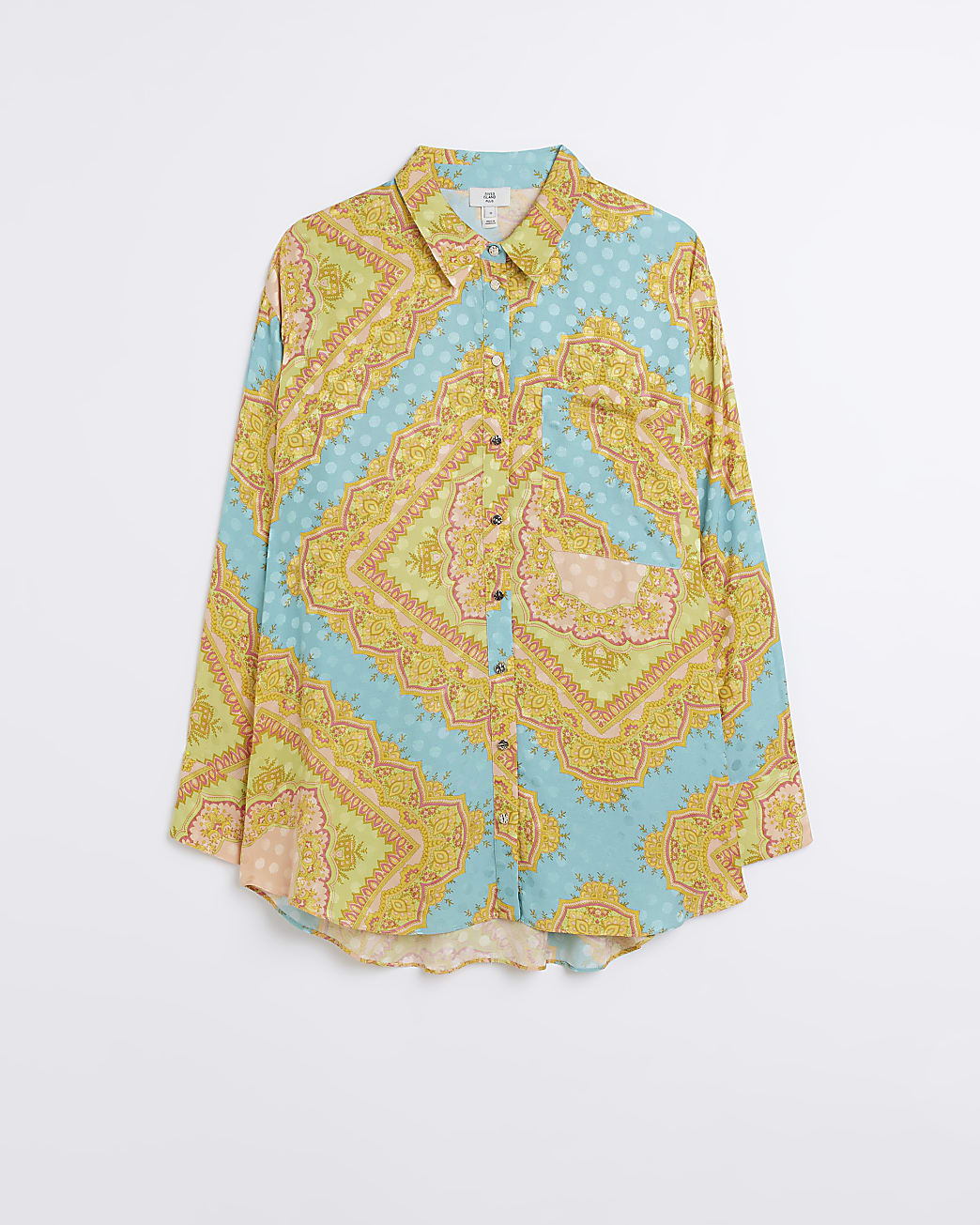 Plus yellow print long sleeve shirt