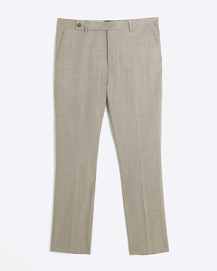 Beige slim fit suit trousers
