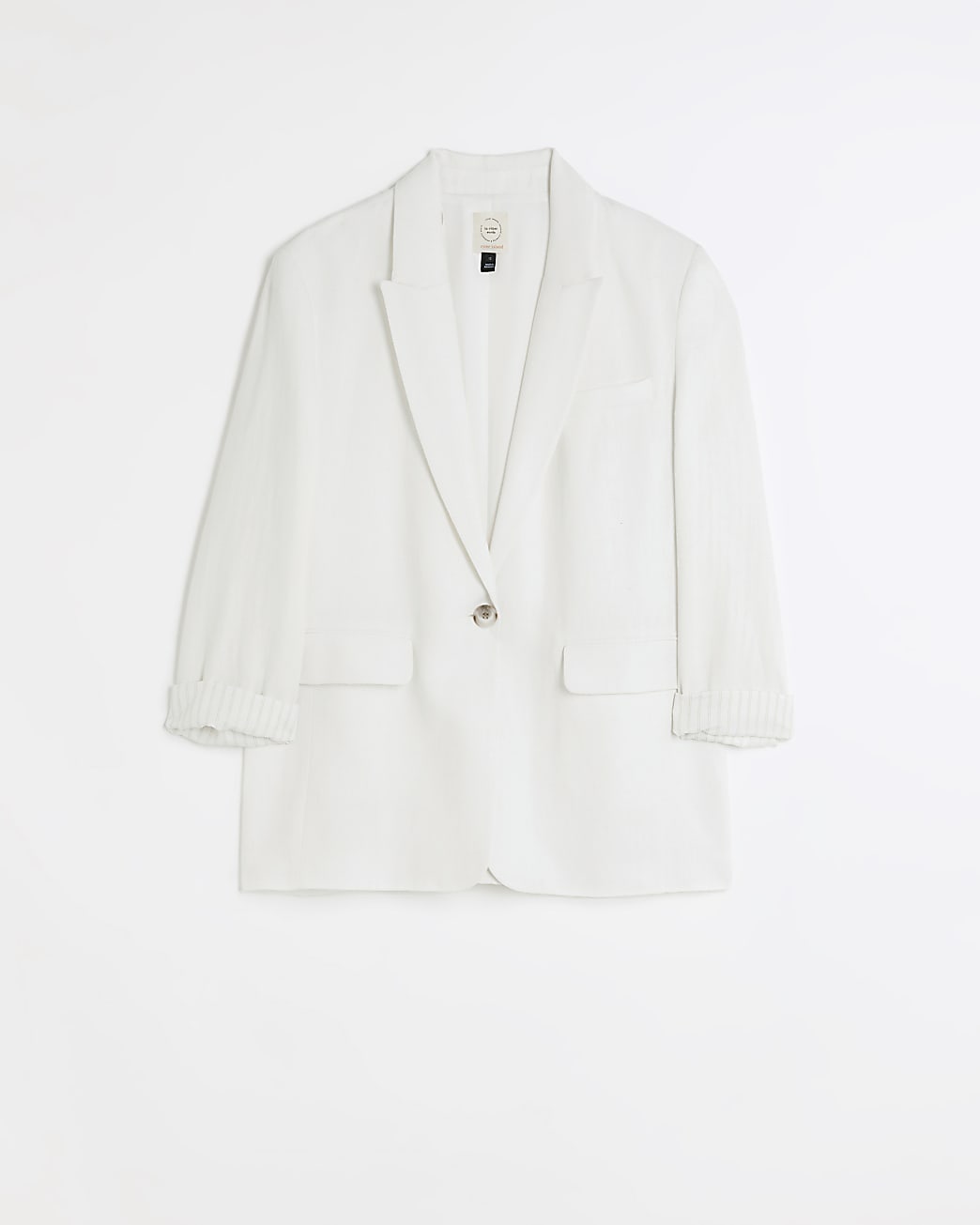 White Linen roll sleeve dad blazer