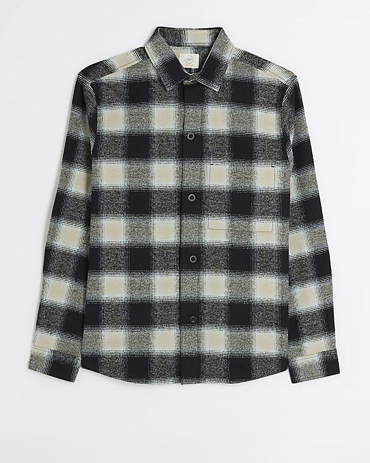 Black regular fit check shirt