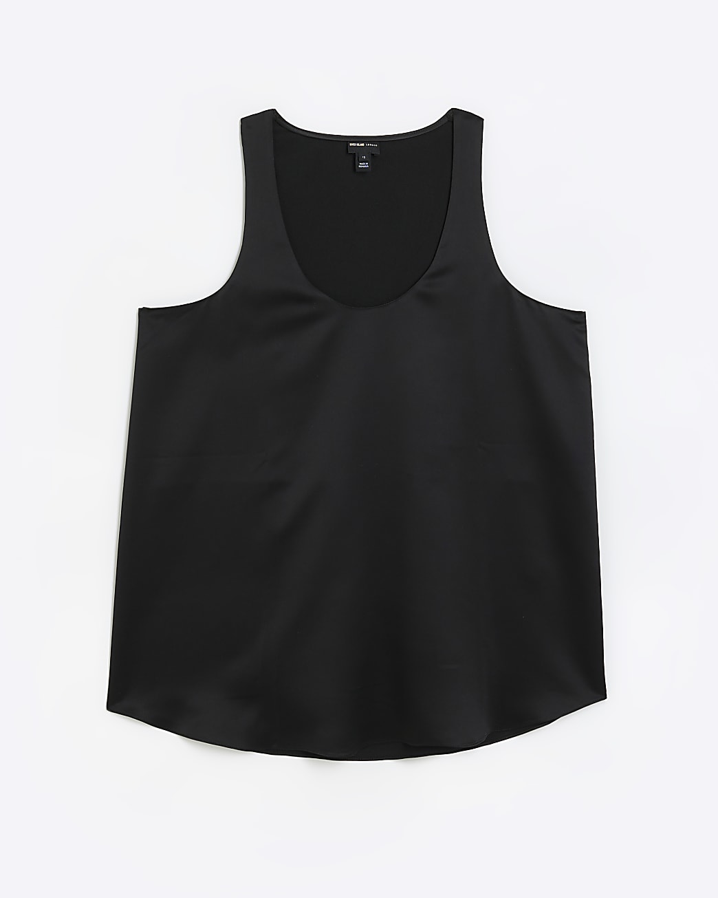 Black satin scoop neck tank top
