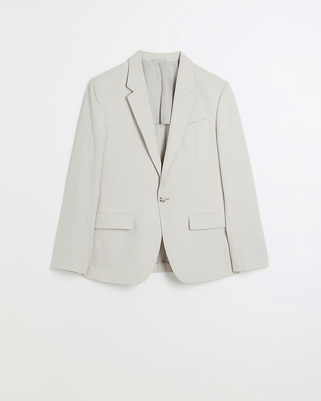 Ecru slim fit seersucker blazer