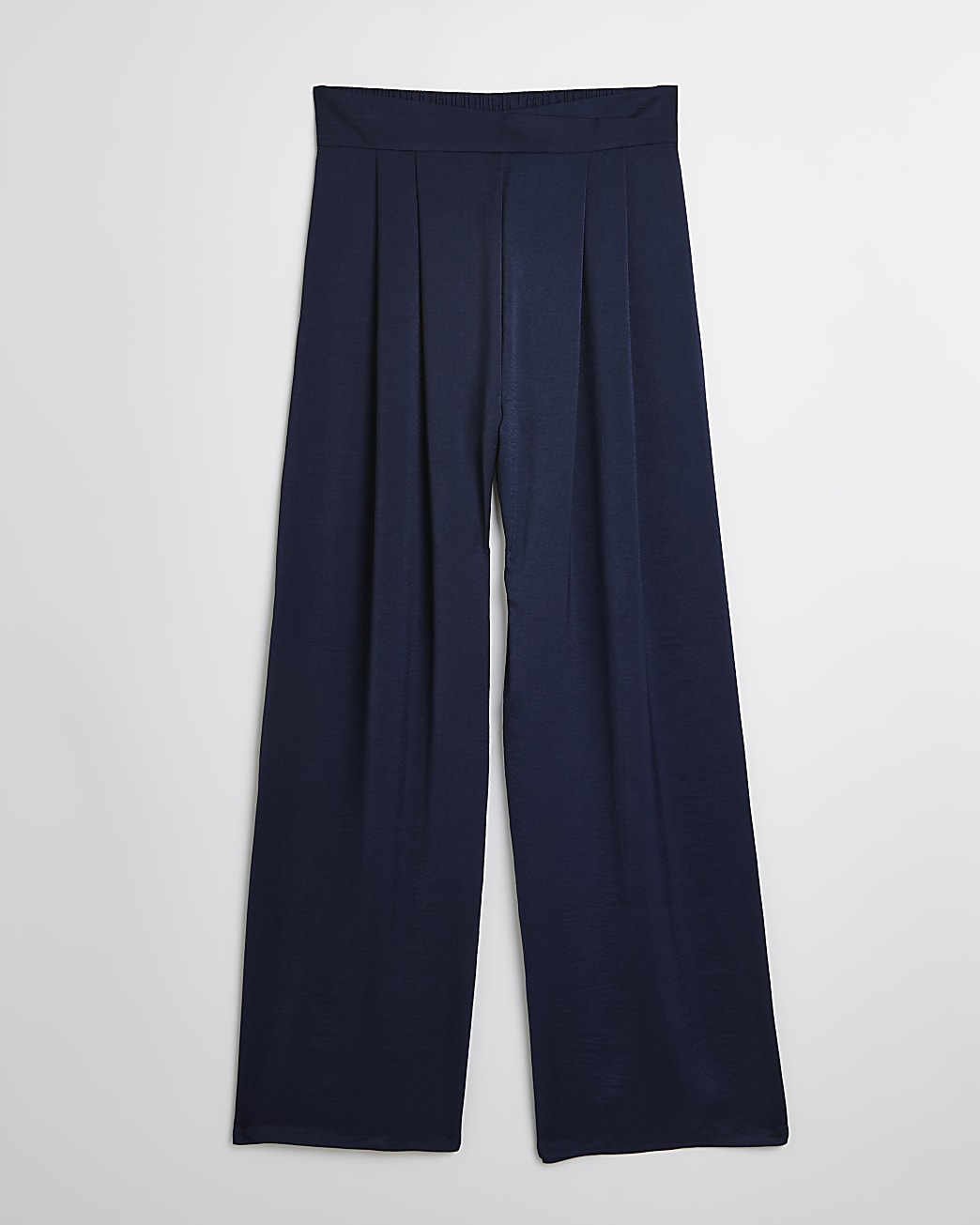 Navy satin wide leg trousers