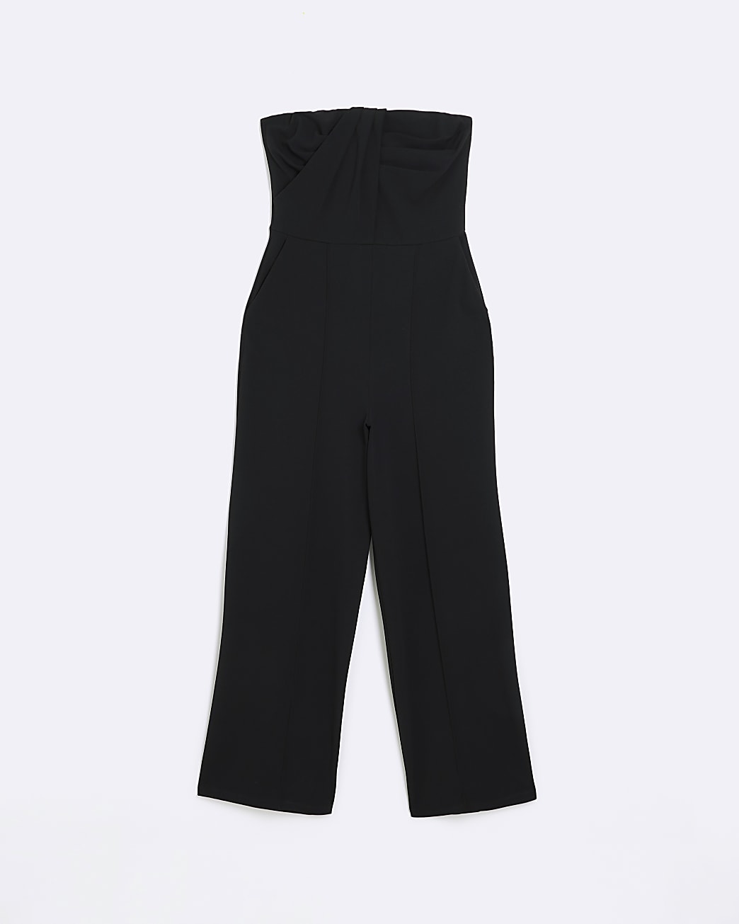 Black twist front bandeau jumpsuit