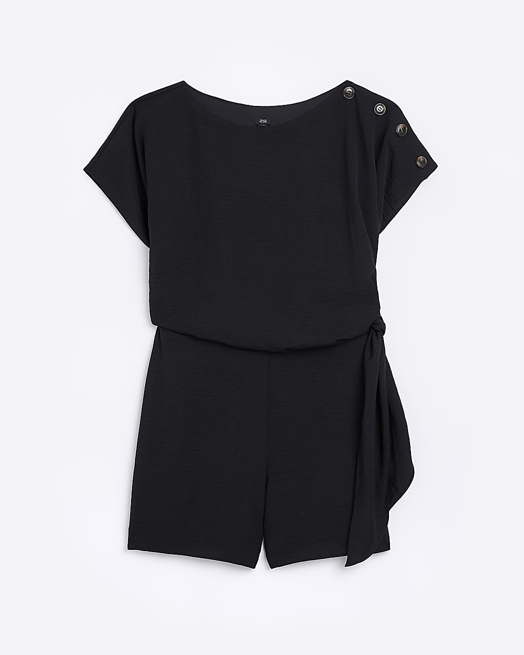 Black wrap short sleeve playsuit
