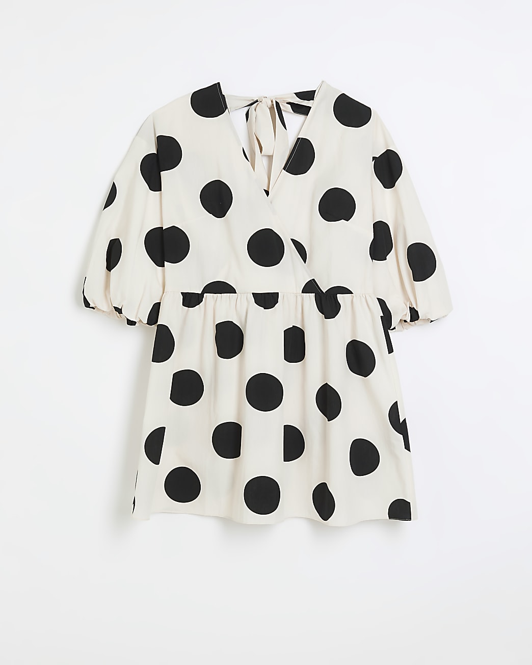 White spot puff sleeve mini dress