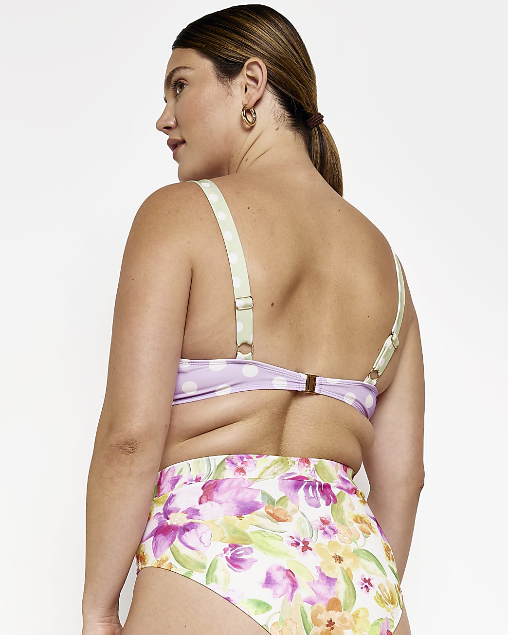Plus pink floral underwired bikini top