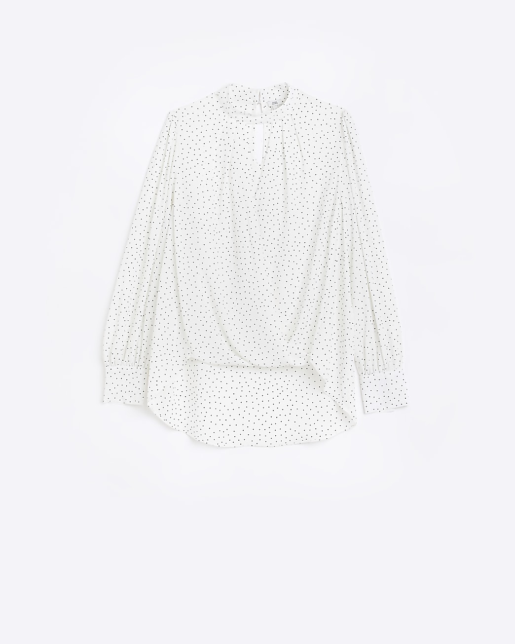White spot wrap long sleeve blouse