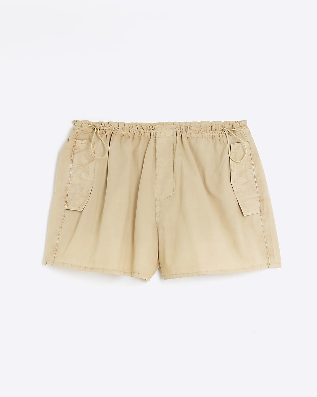 Beige low rise parachute shorts