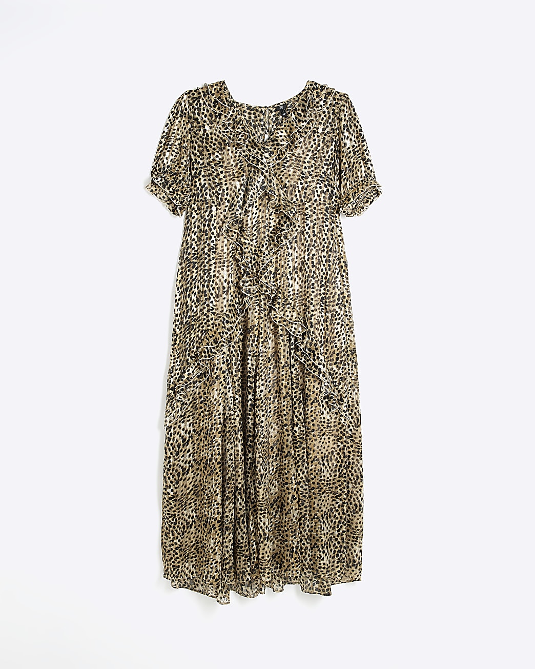 Plus brown ruffle maxi dress
