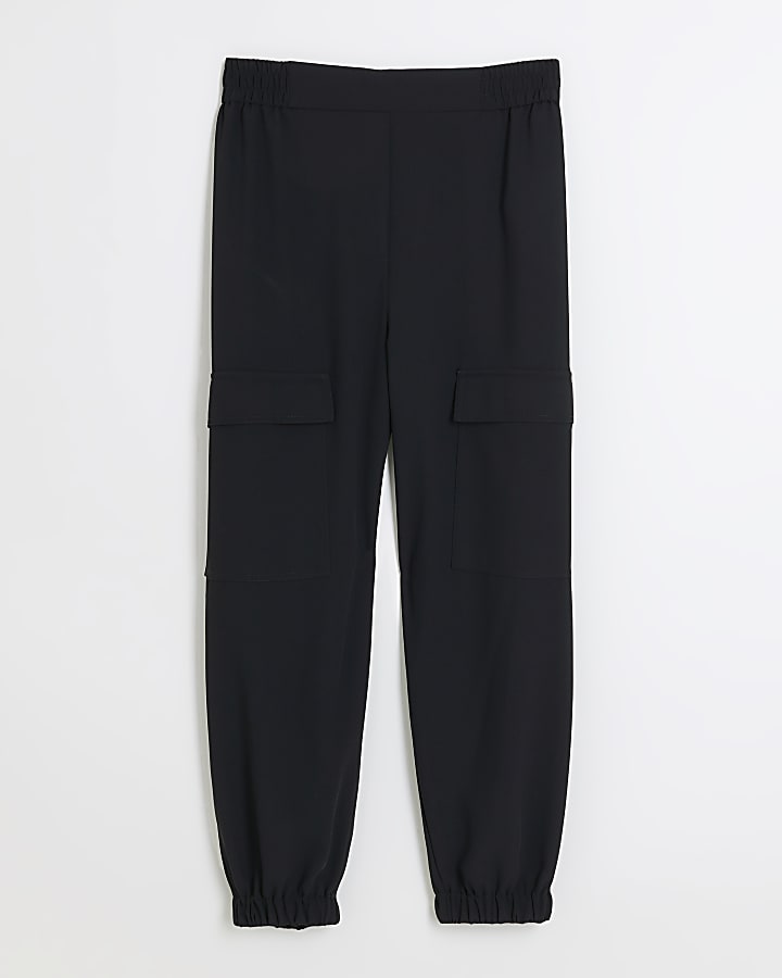 Black elasticated cargo trousers