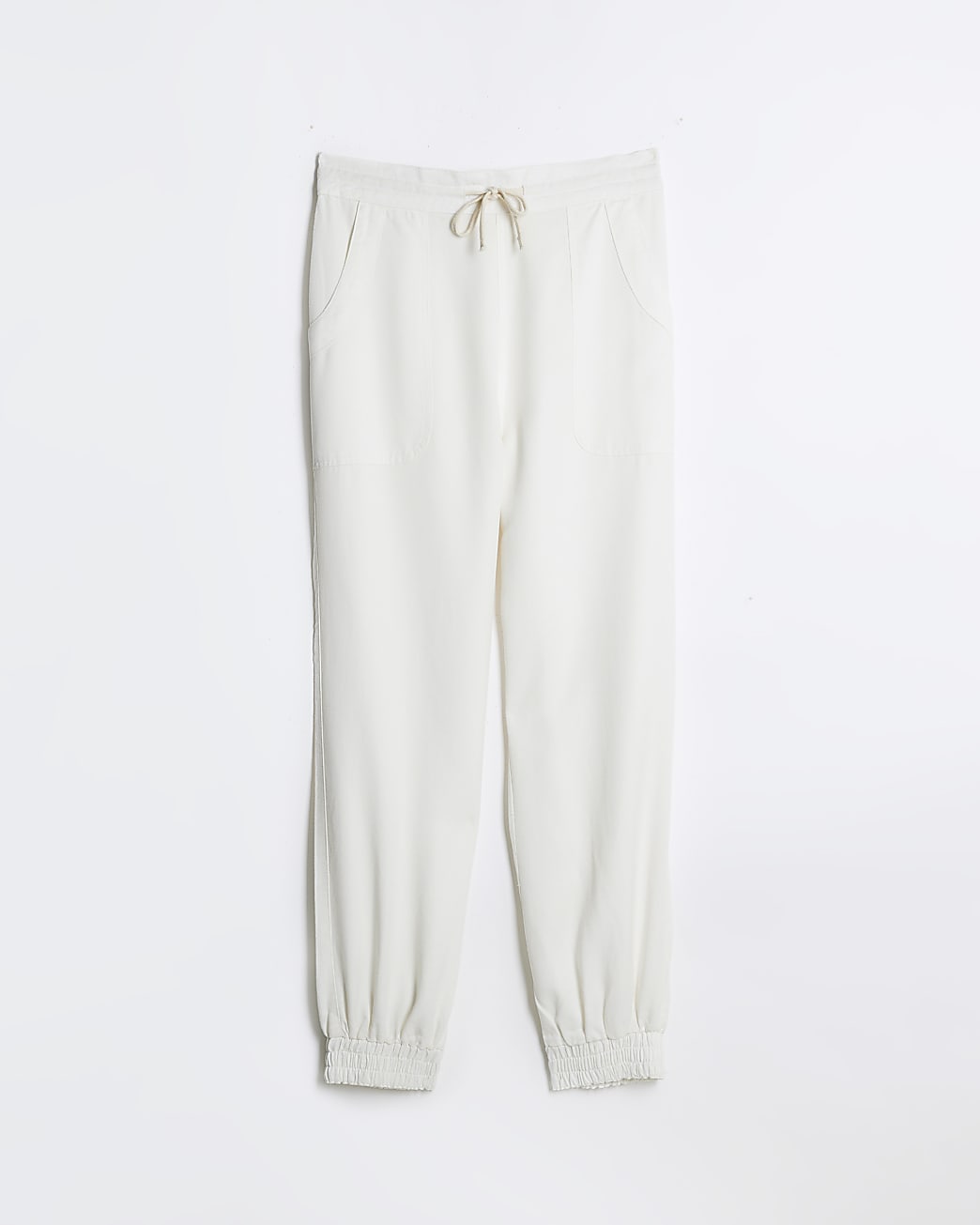 Ecru lyocell cuffed joggers