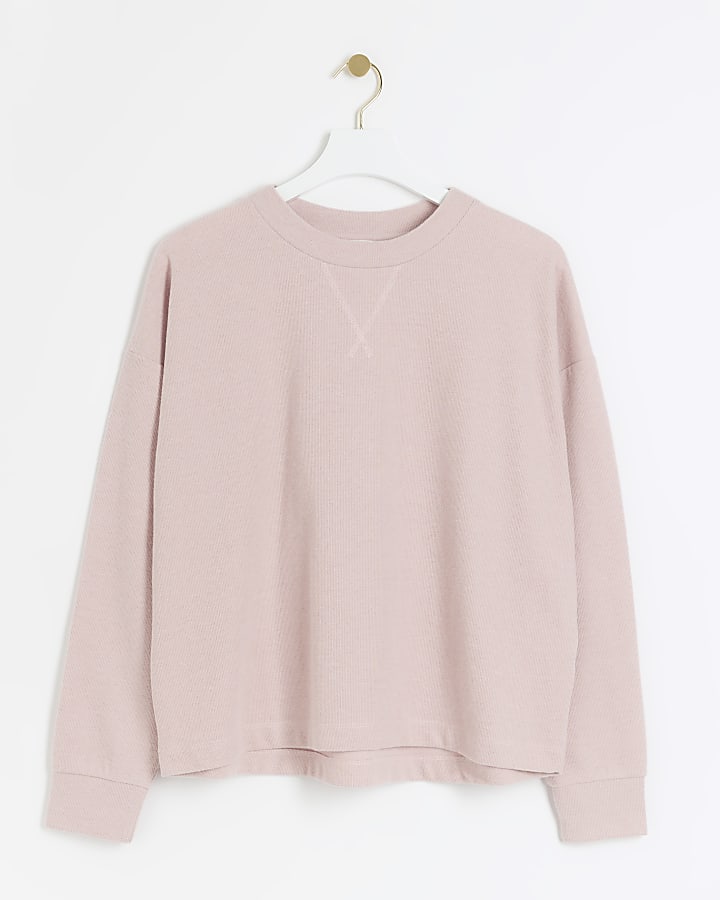 Pink rib cosy sweatshirt