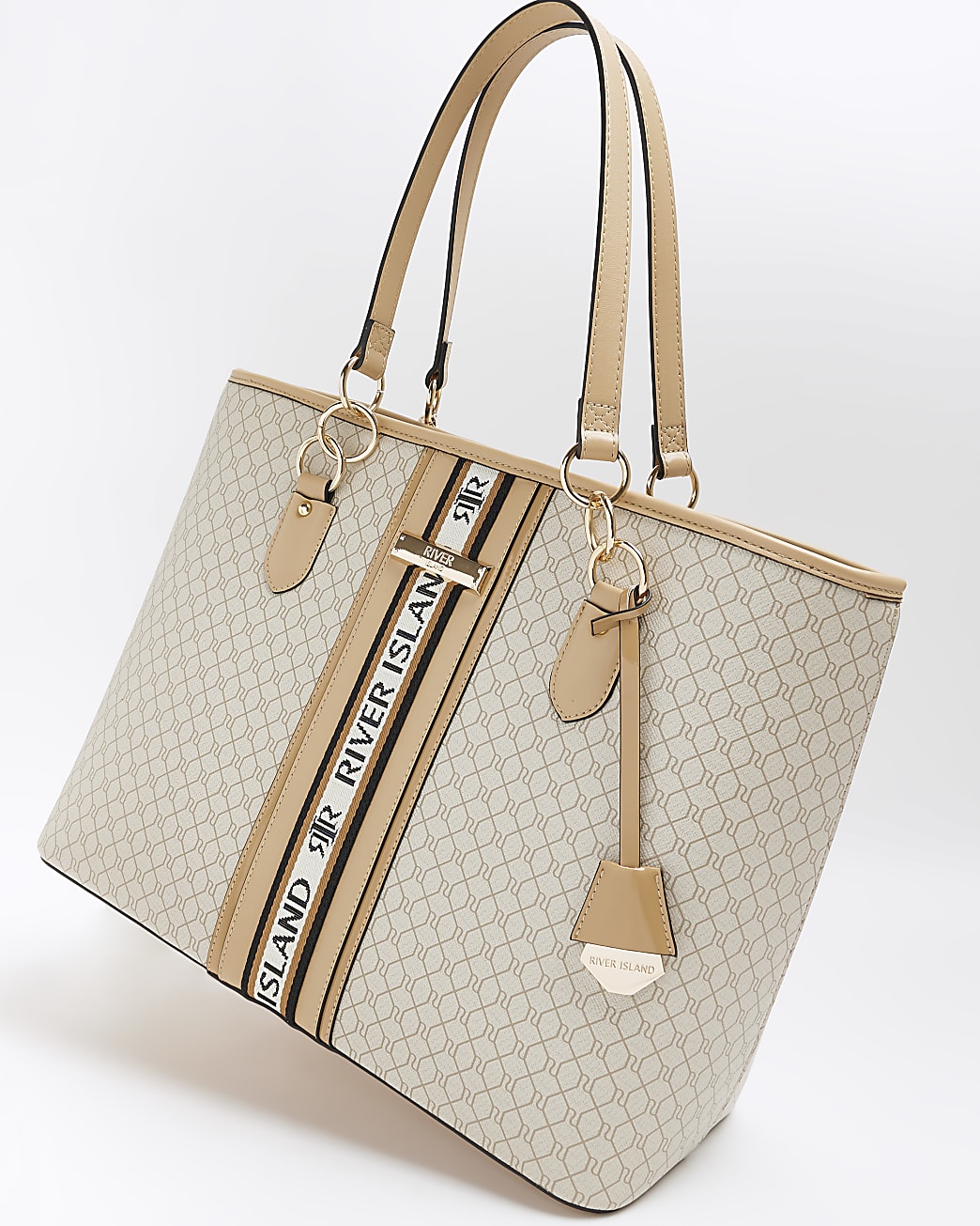 Cream monogram shopper bag