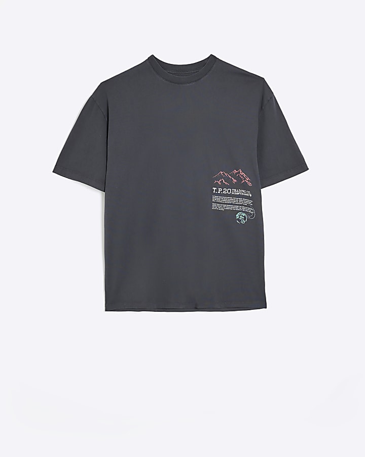 Grey oversized fit graphic print t-shirt