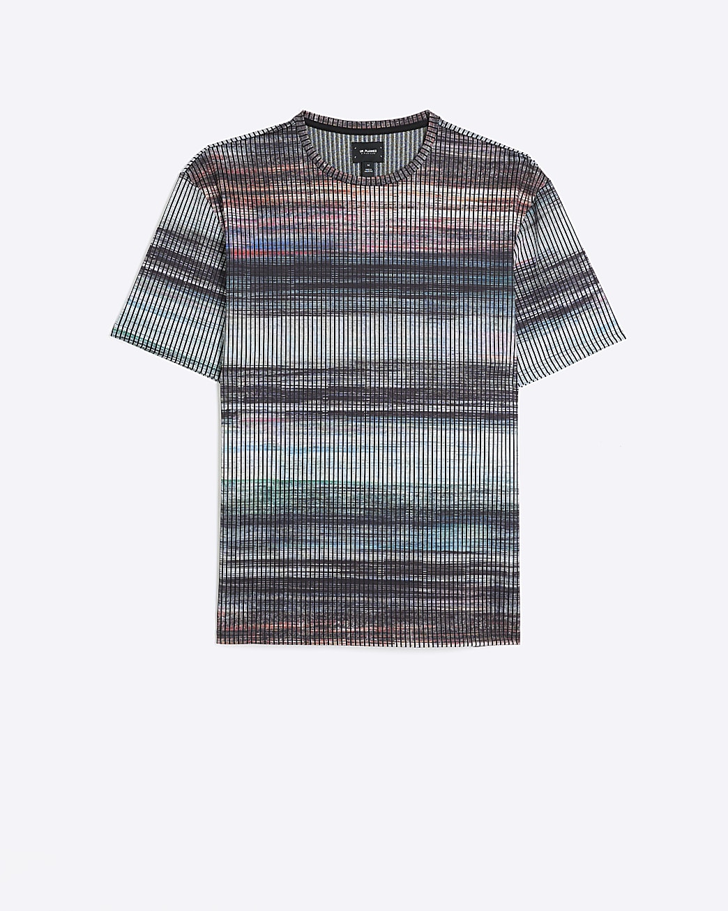 Grey regular fit striped textured t-shirt
