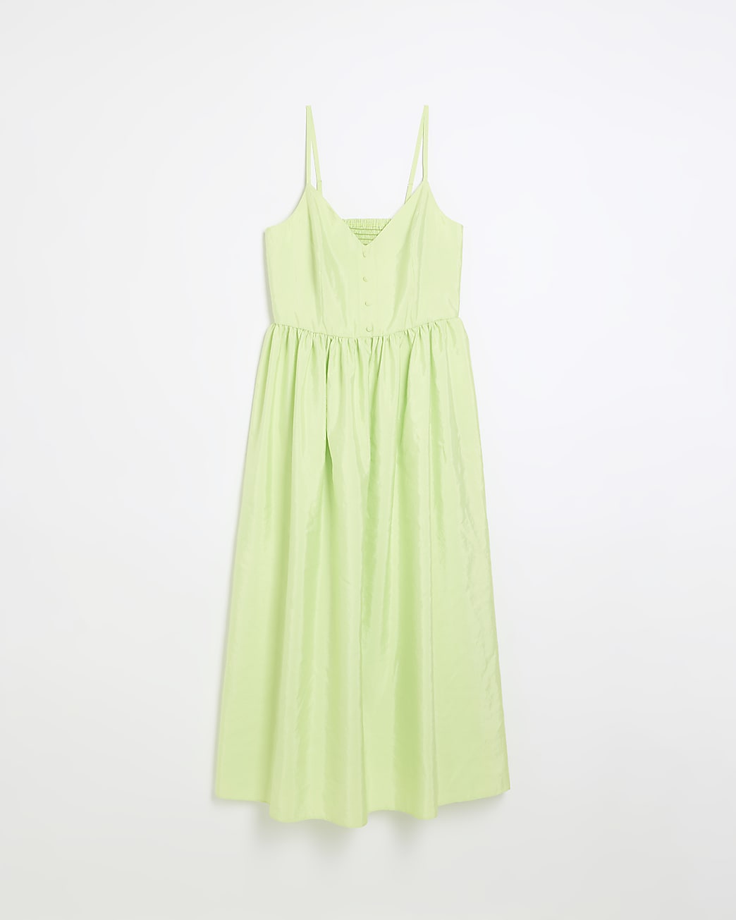 Green taffeta prom swing midi dress
