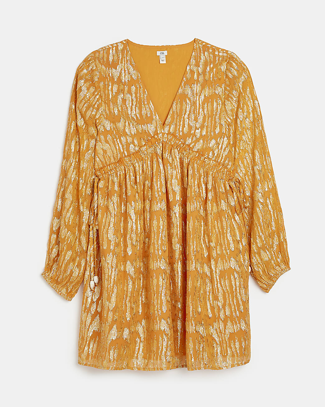 Orange shimmer smock mini dress