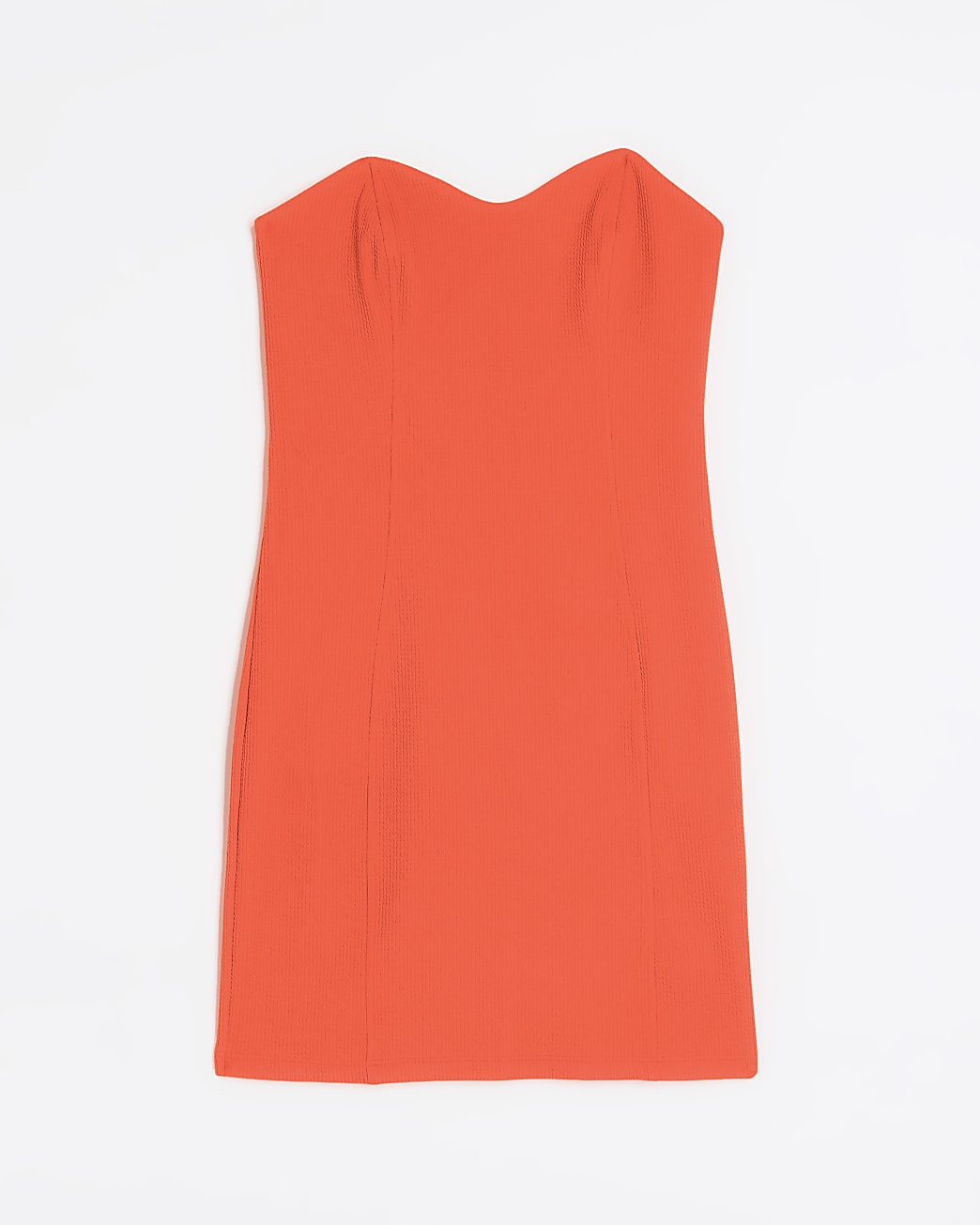 Orange textured bandeau bodycon mini dress