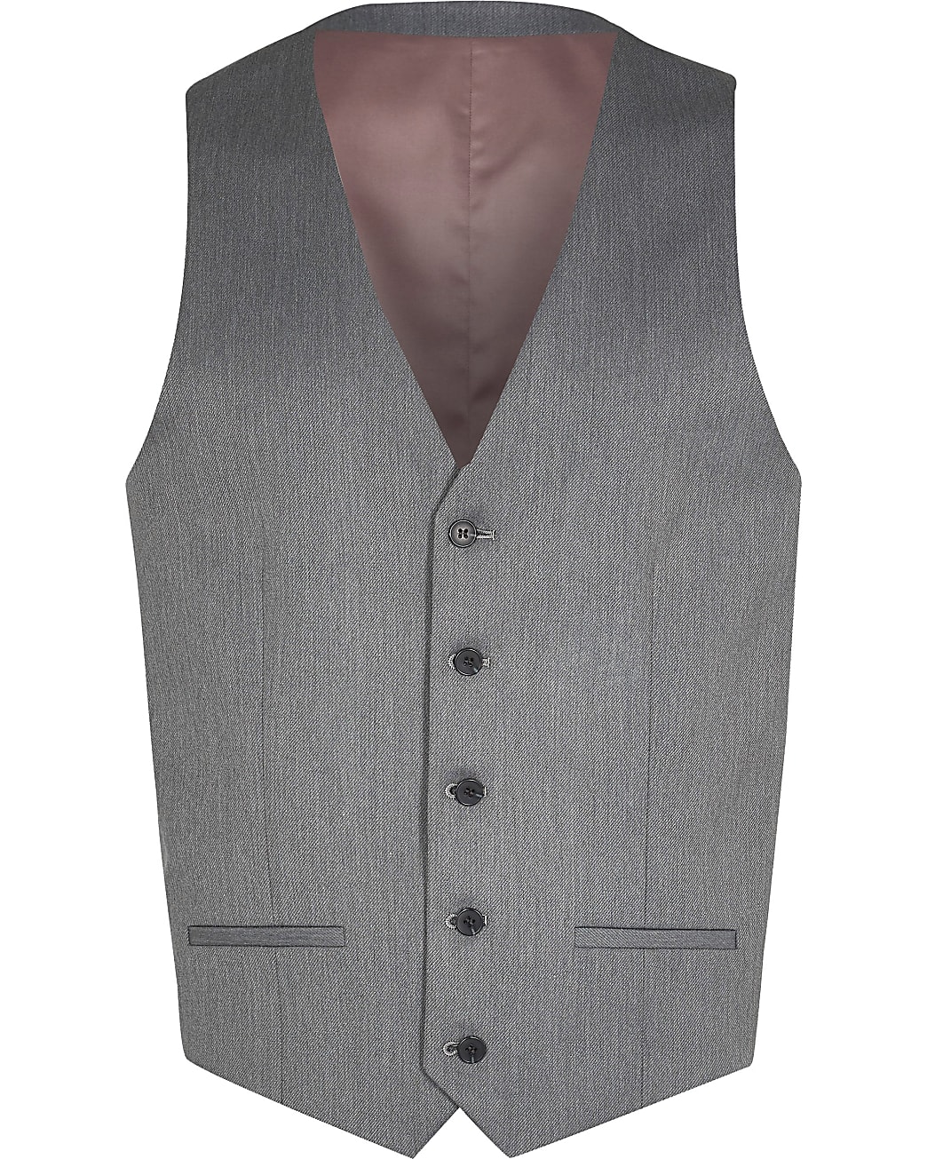 Grey Skinny fit twill suit waistcoat