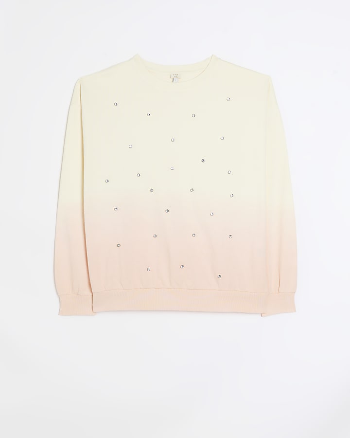 Pink ombre embellished sweatshirt
