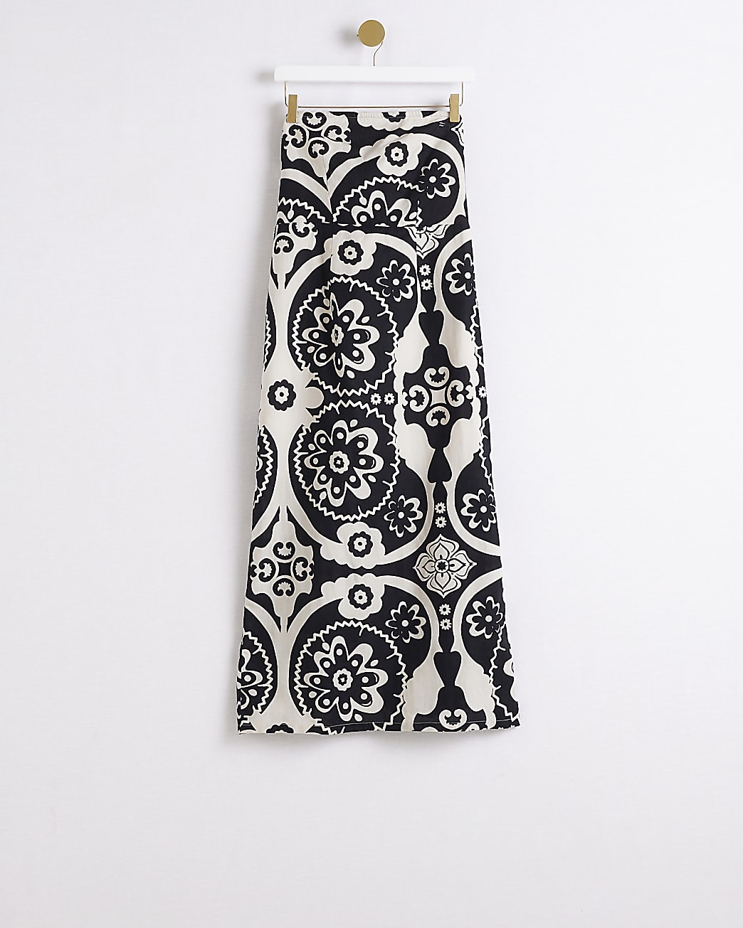 Cream abstract bandeau midi dress