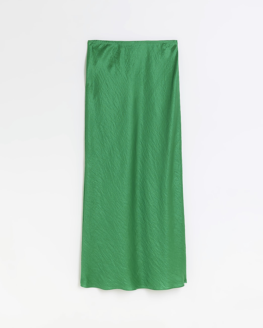 Green satin maxi skirt