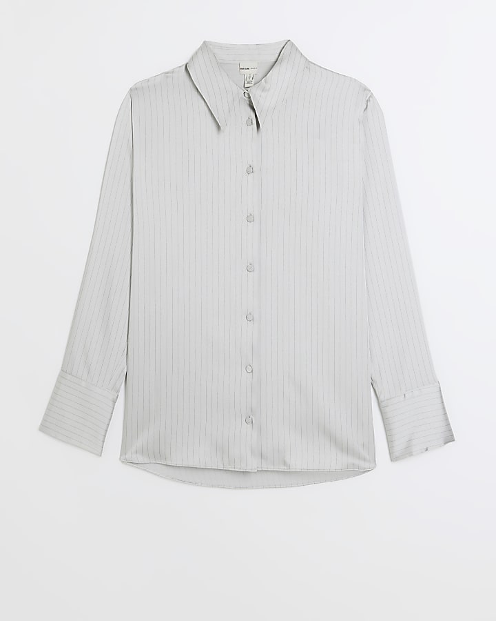 Silver satin stripe shirt
