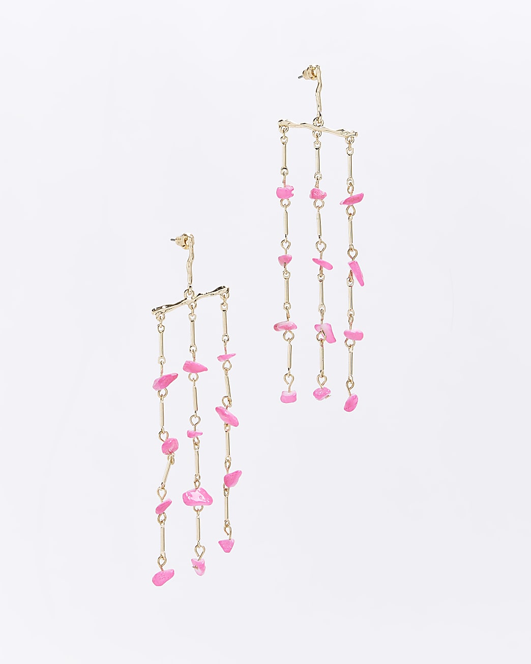 Pink stone drop earrings