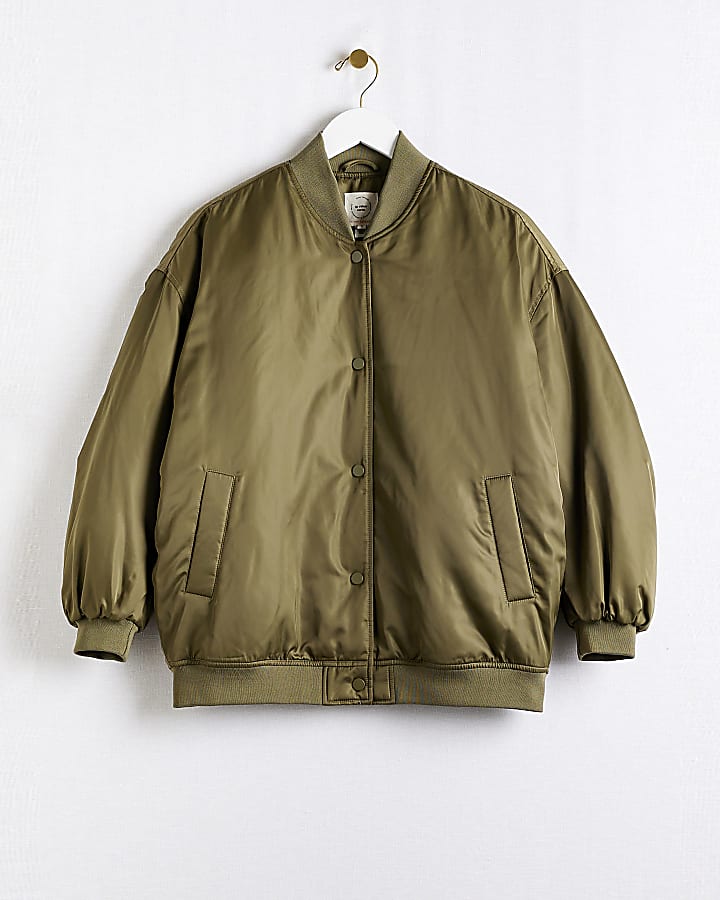 Khaki casual bomber jacket