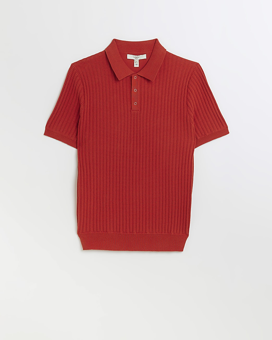 Orange slim fit waffle knit polo shirt