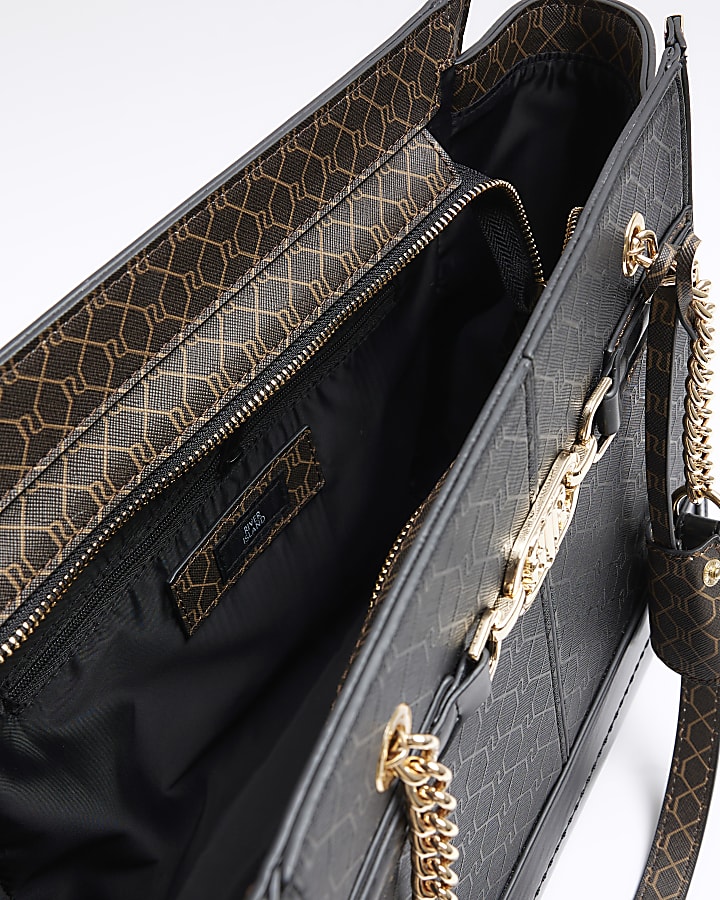 Black RI monogram tote bag