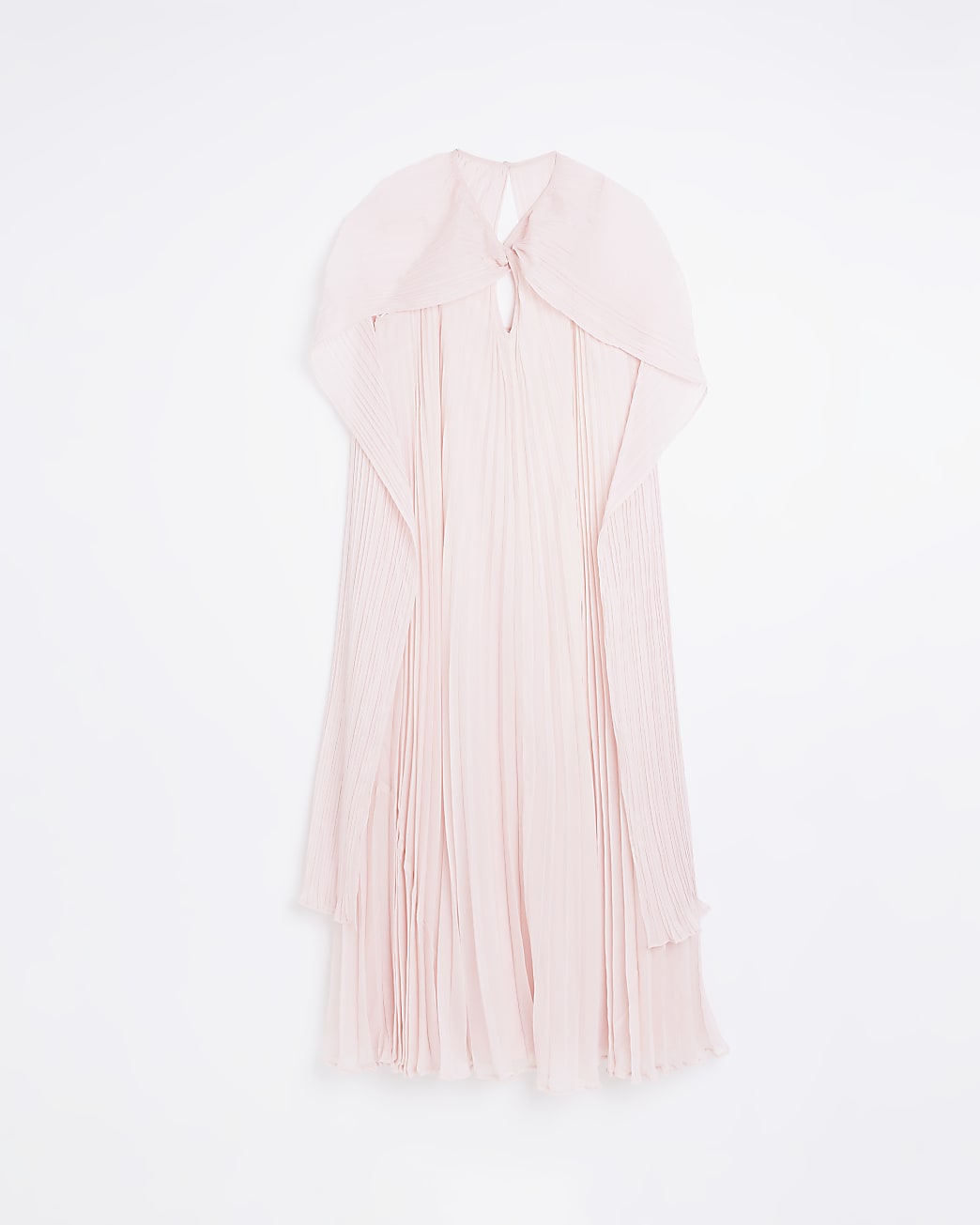 Pink pleated cape maxi dress