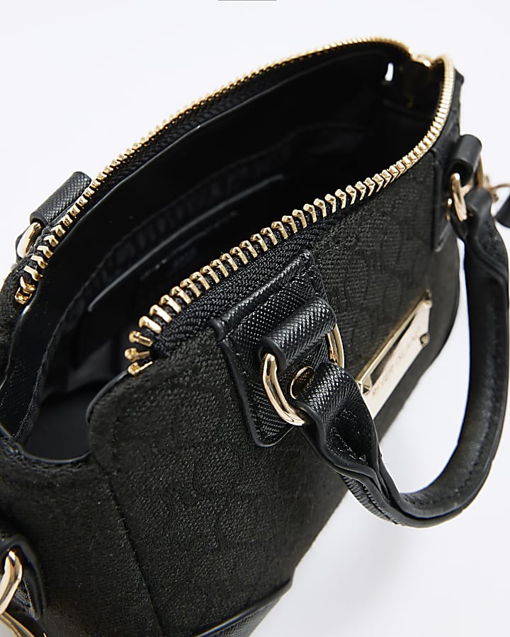 Black RI monogram mini cross body bag