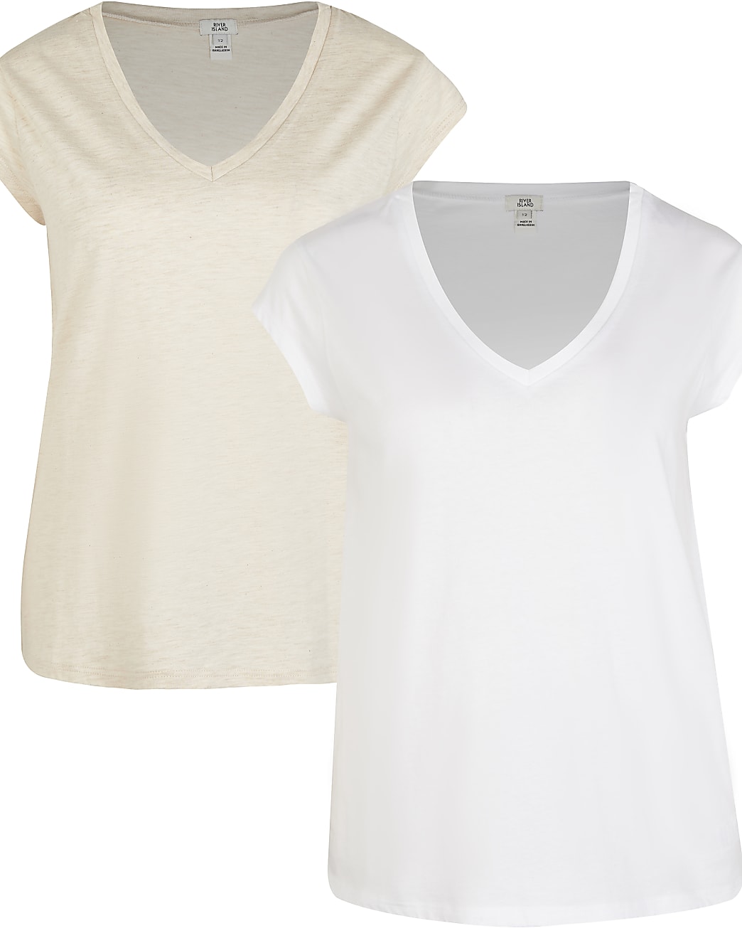 Beige v-neck t-shirt multipack