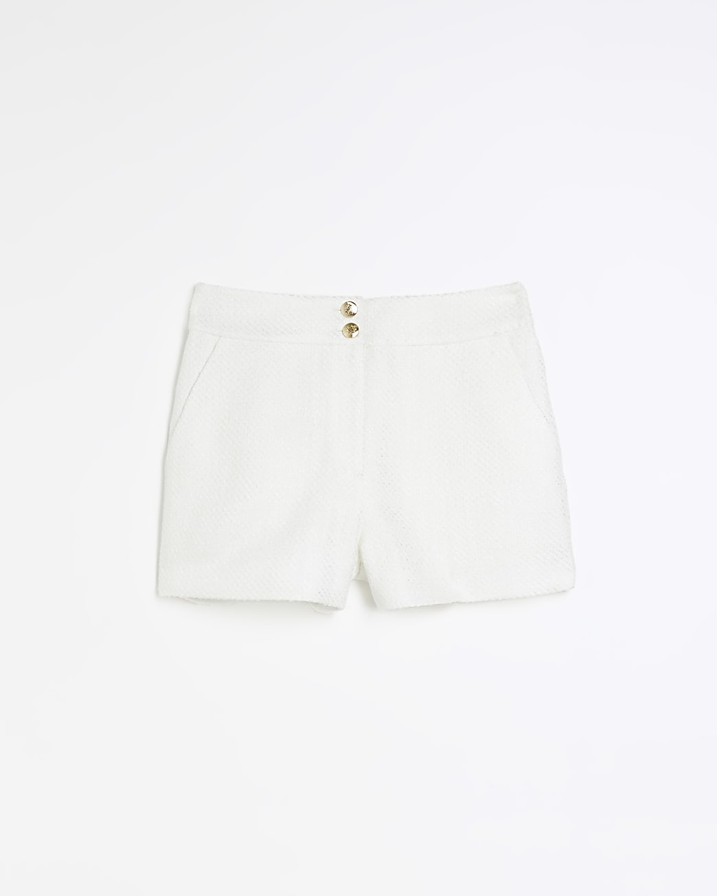 White boucle shorts