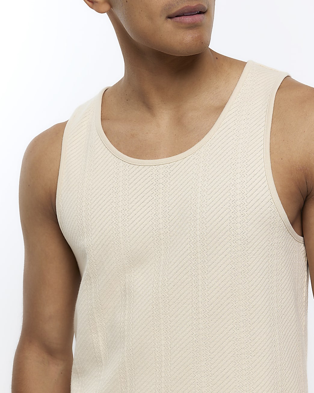 Beige regular fit textured vest