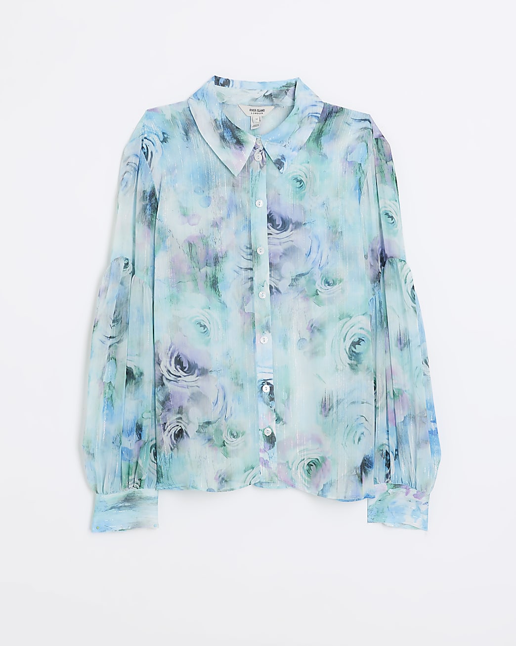 Blue print chiffon shirt