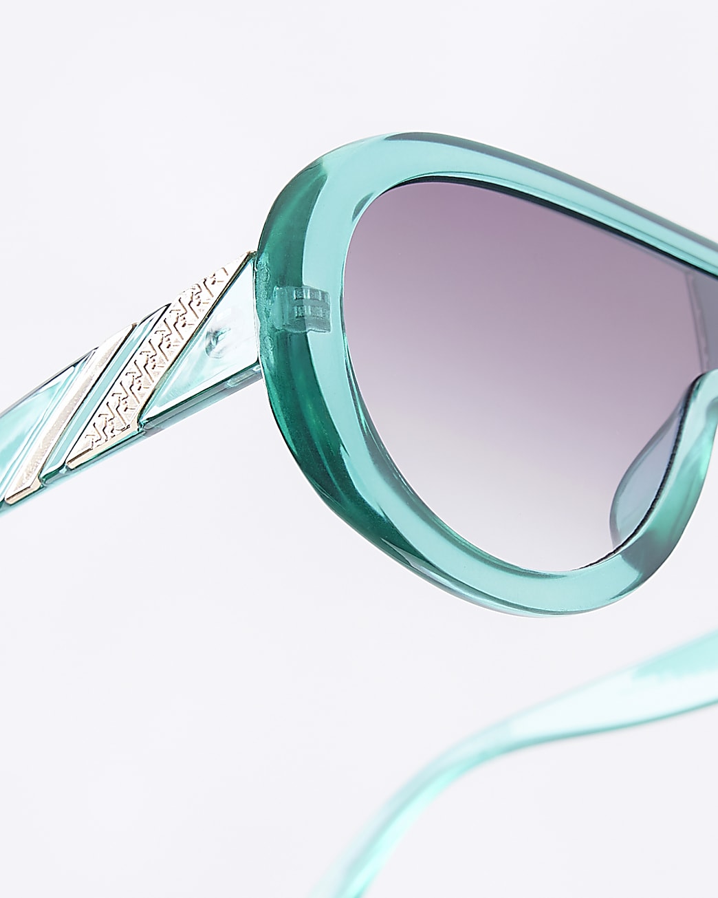 Blue Chunky Shield Sunglasses