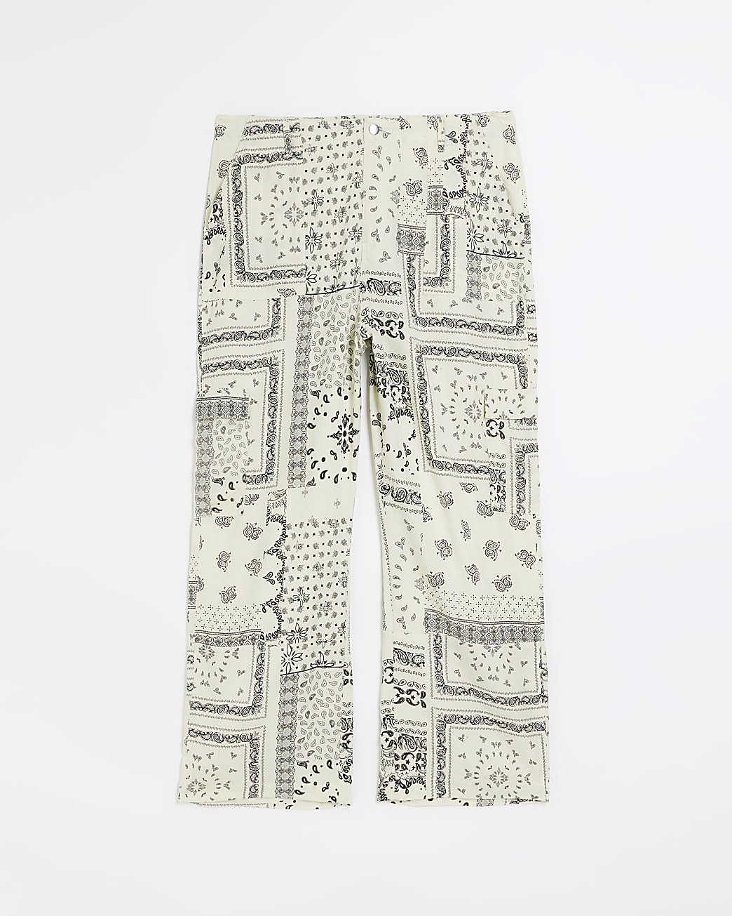 Plus cream paisley cargo trousers