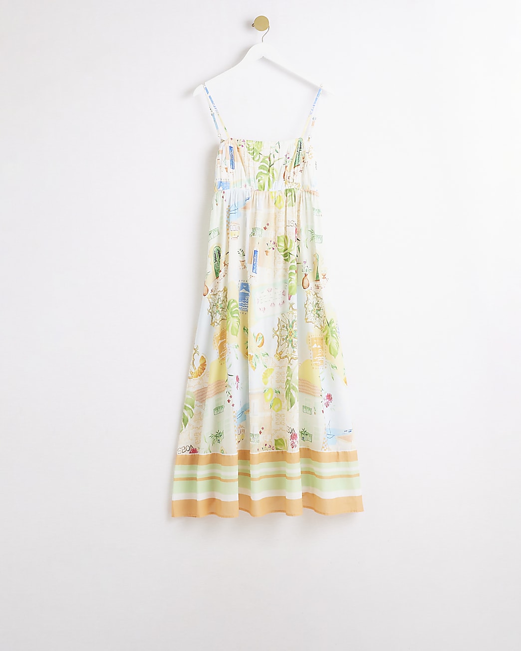 Orange Tropical print cami maxi dress