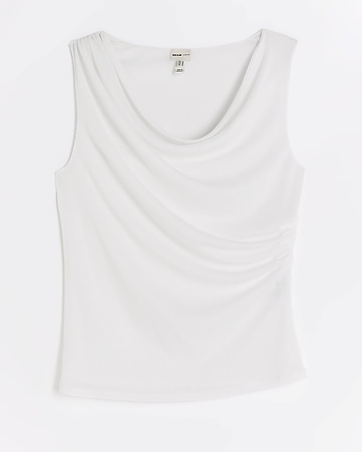 White cowl neck tank top